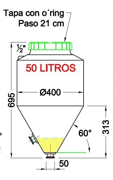 Fermentador Infinity Rotomolding Clamp 50l Cerveza