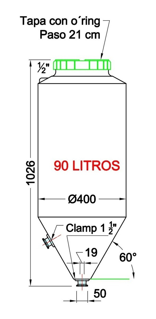 Fermentador Infinity Rotomolding Clamp 90l Cerveza