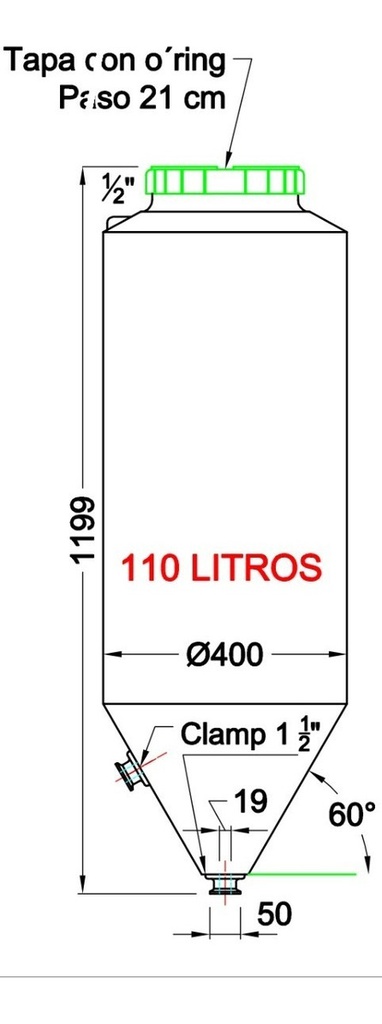 Fermentador Infinity Rotomolding Clamp 110l Cerveza