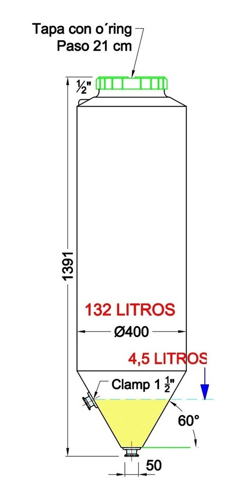 Fermentador Infinity Rotomolding Clamp 132l Cerveza